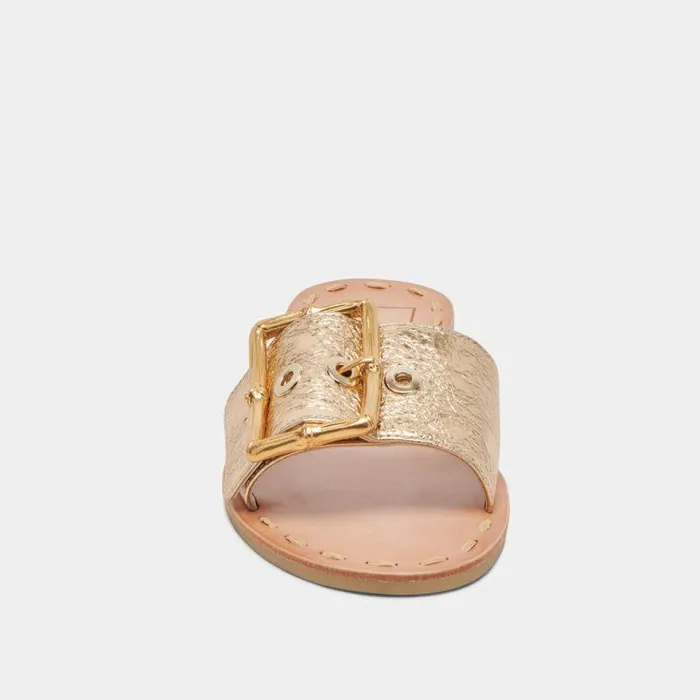 Sandals Shop Dolce Vita Dasa Wide Sandals Gold Crackled Leather Gold Crackled Leather