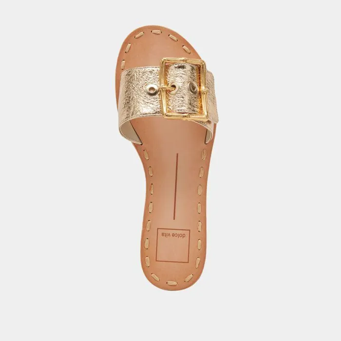 Sandals Shop Dolce Vita Dasa Wide Sandals Gold Crackled Leather Gold Crackled Leather