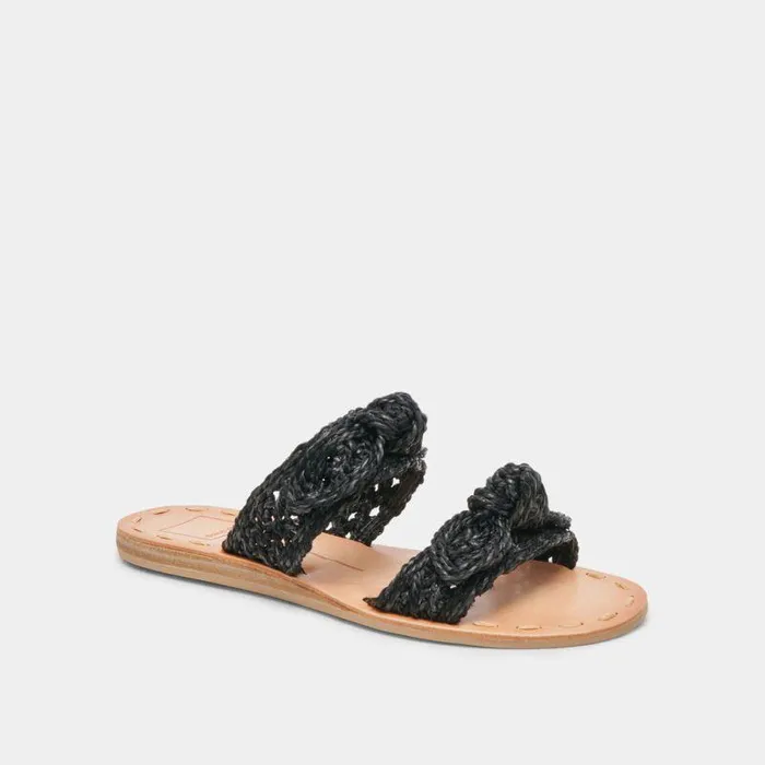 Sandals Shop Dolce Vita Dinah Wide Sandals Onyx Raffia Onyx Raffia