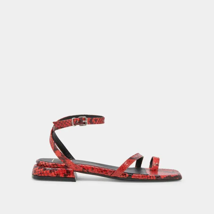 Sandals Shop Dolce Vita Lexi Sandals Red Snake Embossed Red Snake Embossed