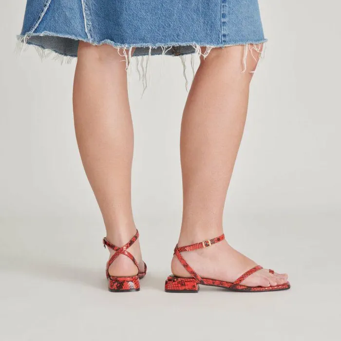 Sandals Shop Dolce Vita Lexi Sandals Red Snake Embossed Red Snake Embossed