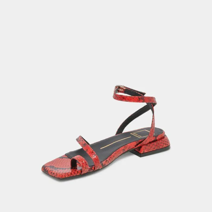 Sandals Shop Dolce Vita Lexi Sandals Red Snake Embossed Red Snake Embossed