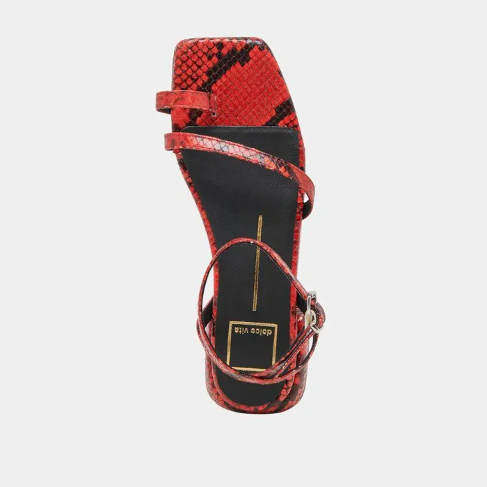 Sandals Shop Dolce Vita Lexi Sandals Red Snake Embossed Red Snake Embossed