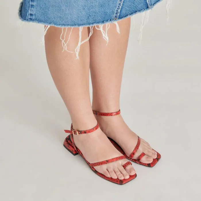Sandals Shop Dolce Vita Lexi Sandals Red Snake Embossed Red Snake Embossed