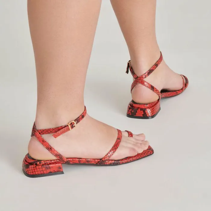 Sandals Shop Dolce Vita Lexi Sandals Red Snake Embossed Red Snake Embossed