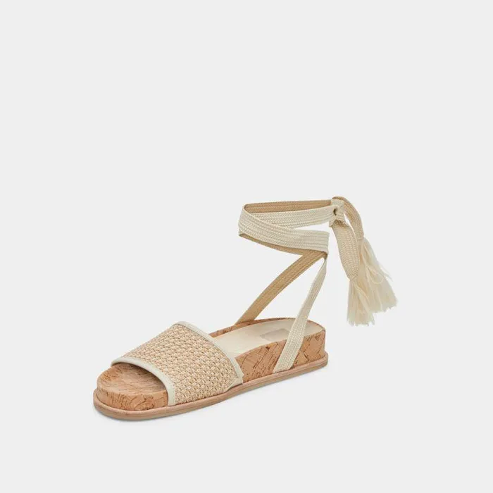 Sandals Shop Dolce Vita Salacy Sandals White Natural Raffia White Natural Raffia