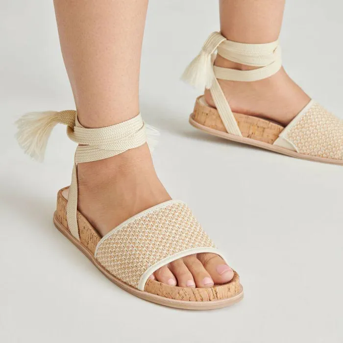 Sandals Shop Dolce Vita Salacy Sandals White Natural Raffia White Natural Raffia