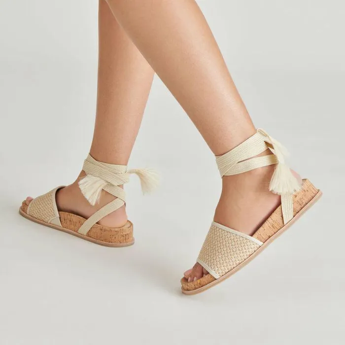 Sandals Shop Dolce Vita Salacy Sandals White Natural Raffia White Natural Raffia