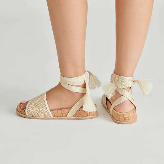Sandals Shop Dolce Vita Salacy Sandals White Natural Raffia White Natural Raffia