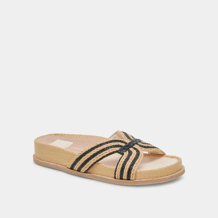 Sandals Shop Dolce Vita Selda Sandals Natural Black Raffia Natural Black Raffia