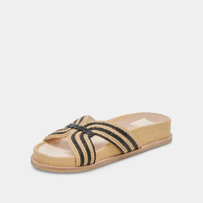 Sandals Shop Dolce Vita Selda Sandals Natural Black Raffia Natural Black Raffia