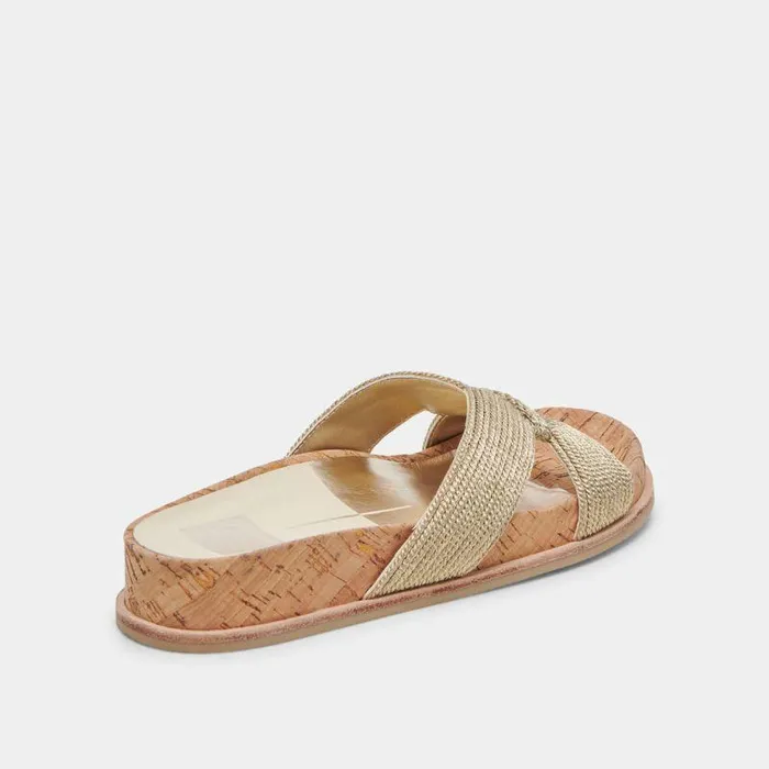 Sandals Shop Dolce Vita Selda Wide Sandals Gold Raffia Gold Raffia