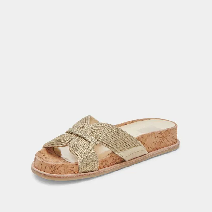 Sandals Shop Dolce Vita Selda Wide Sandals Gold Raffia Gold Raffia