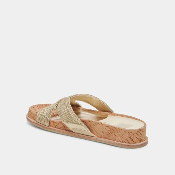 Sandals Shop Dolce Vita Selda Wide Sandals Gold Raffia Gold Raffia