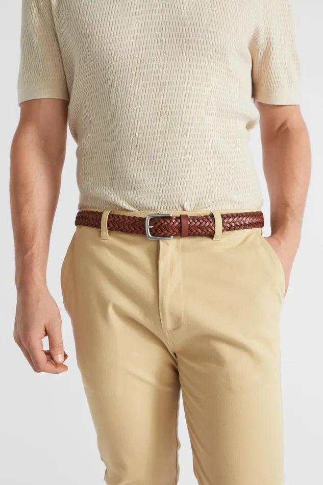 Seed Heritage Accessories Braided Leather Belt Tan 8211 Man