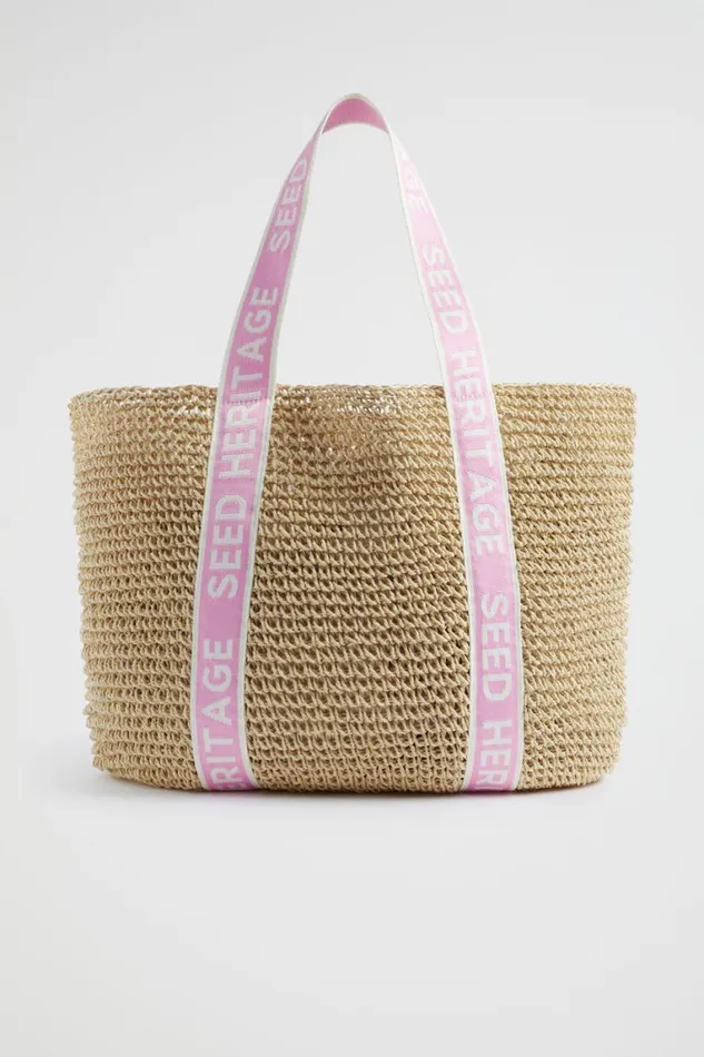 Seed Heritage Beach Bags Logo Straw Tote Pink Gin 8211 Woman