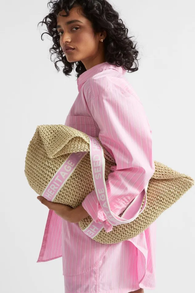 Seed Heritage Beach Bags Logo Straw Tote Pink Gin 8211 Woman
