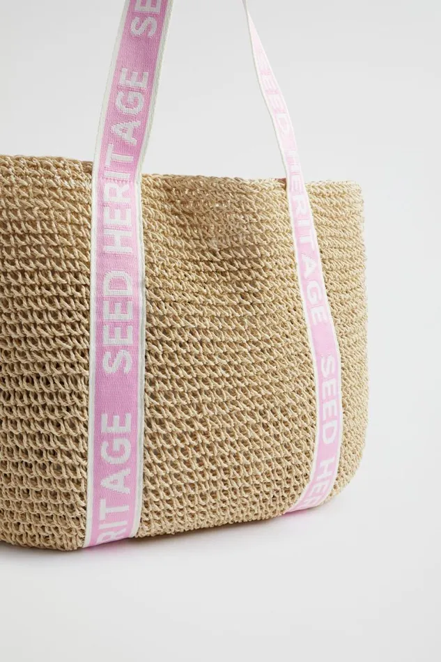 Seed Heritage Beach Bags Logo Straw Tote Pink Gin 8211 Woman