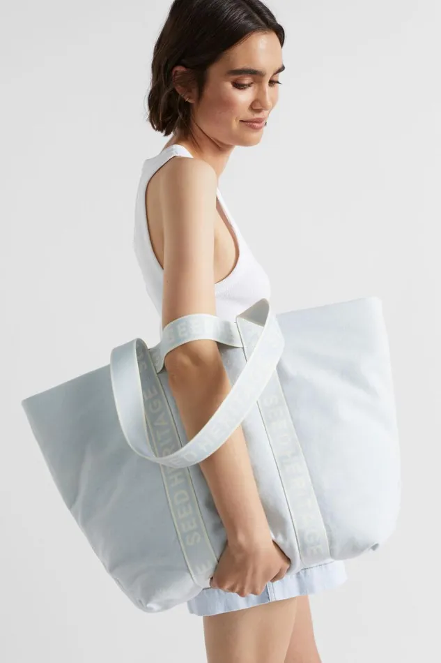 Seed Heritage Beach Bags Monochrome Logo Denim Tote Denim 8211 Woman