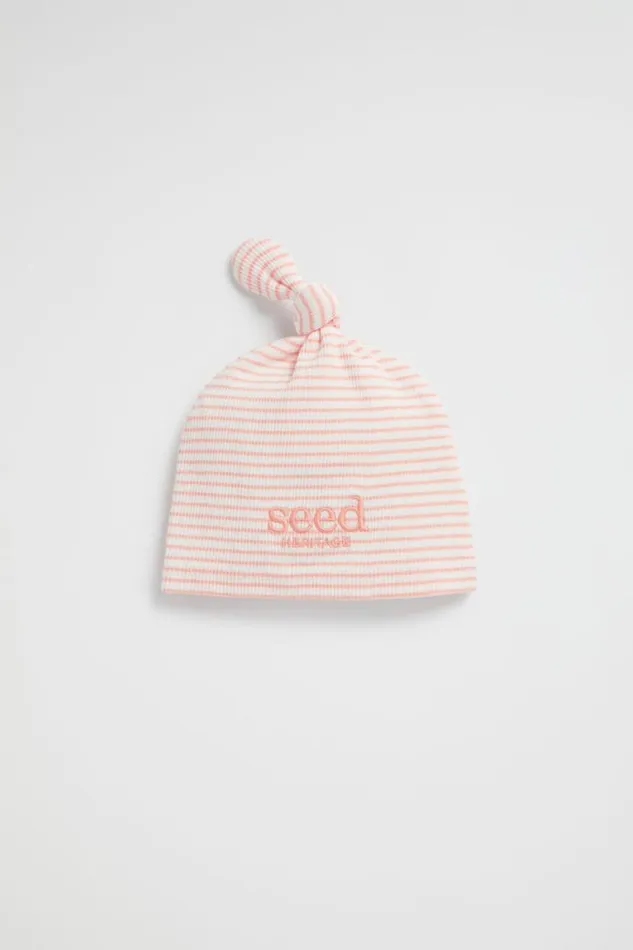 Seed Heritage Beanies Core Logo Knot Hat Bright Peach 8211 Newborn