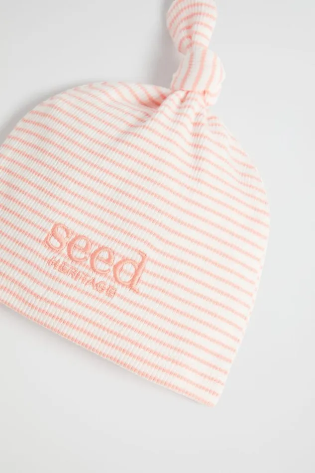 Seed Heritage Beanies Core Logo Knot Hat Bright Peach 8211 Newborn