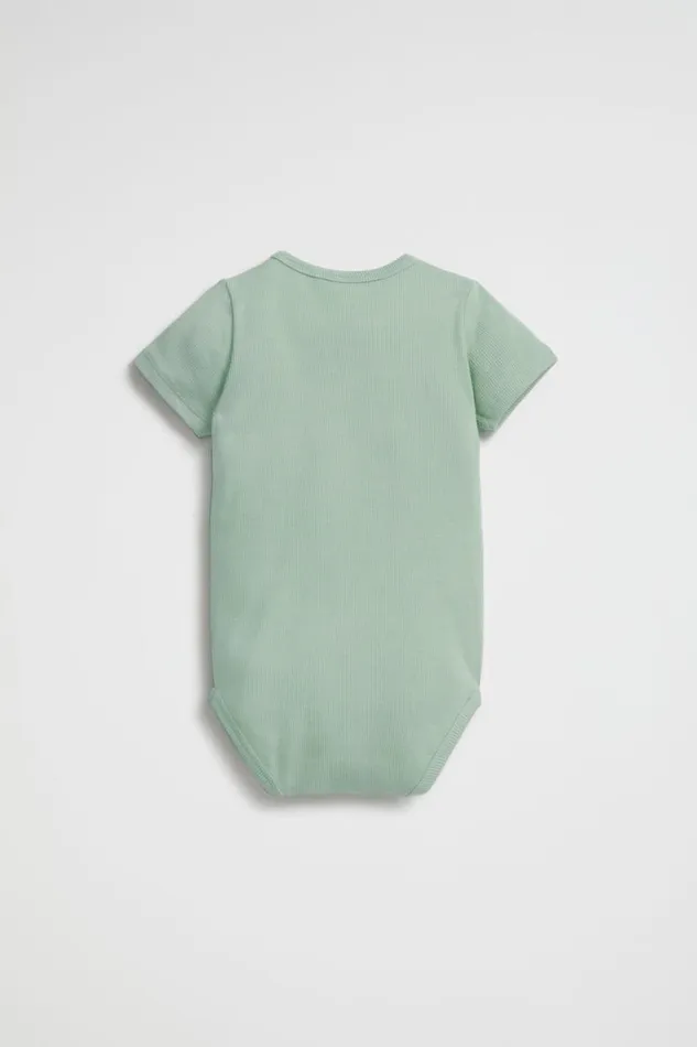 Seed Heritage Bodysuits and Onesies Logo Rib Bodysuit Gum Leaf 8211 Newborn