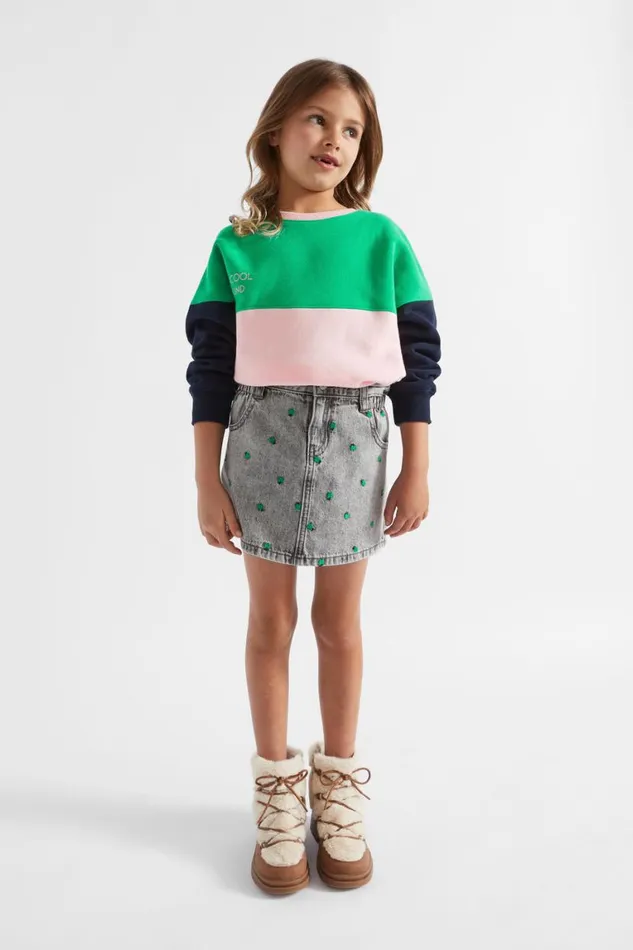 Seed Heritage Denim and Jeans Apple Embroidered Skirt Slate Wash 8211 Girl