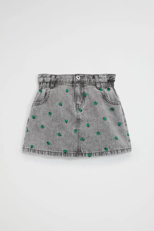 Seed Heritage Denim and Jeans Apple Embroidered Skirt Slate Wash 8211 Girl