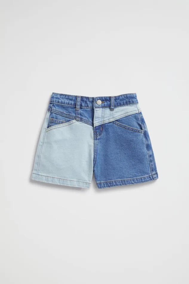 Seed Heritage Denim and Jeans Colourblock Denim Short Light Wash Multi 8211 Girl