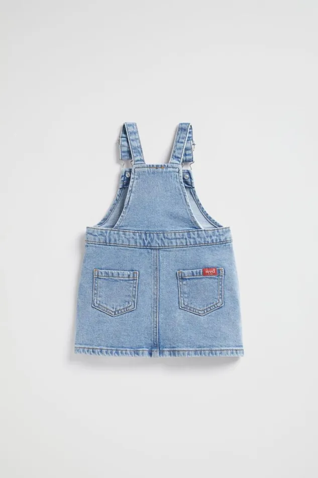 Seed Heritage Denim and Jeans Core Logo Pinafore Clean Blue Wash 8211 Baby