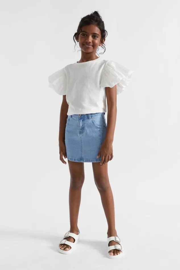 Seed Heritage Denim and Jeans Denim Pleat Skirt Clean Blue Wash 8211 Girl