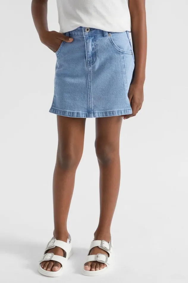 Seed Heritage Denim and Jeans Denim Pleat Skirt Clean Blue Wash 8211 Girl