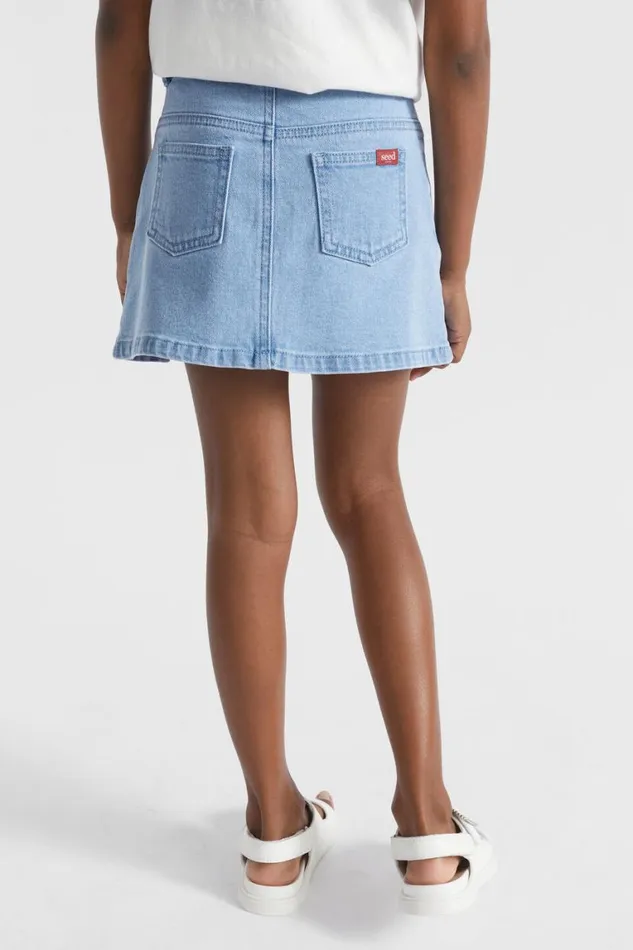 Seed Heritage Denim and Jeans Denim Pleat Skirt Clean Blue Wash 8211 Girl