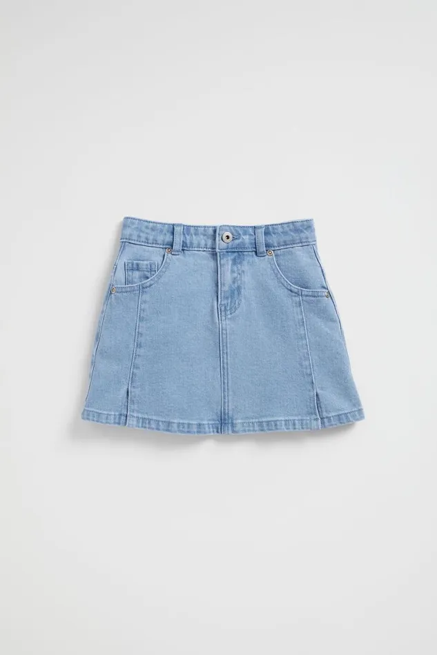Seed Heritage Denim and Jeans Denim Pleat Skirt Clean Blue Wash 8211 Girl