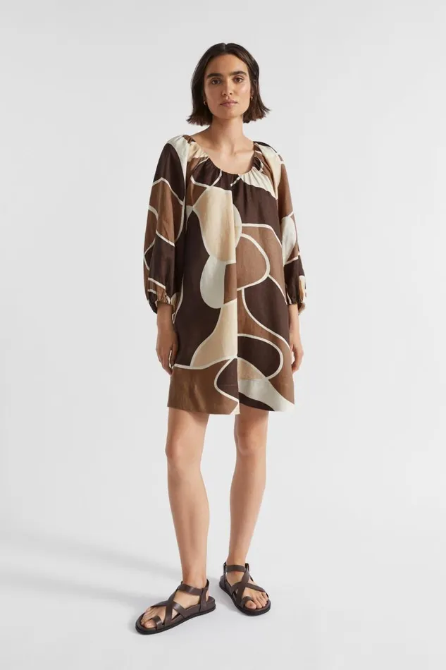 Seed Heritage Dresses Abstract Flared Mini Dress Woodland Abstract 8211 Woman