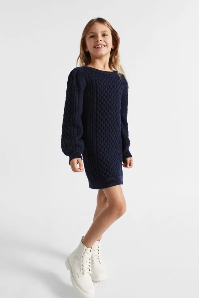 Seed Heritage Dresses Cable Knit Dress Midnight Blue 8211 Girl
