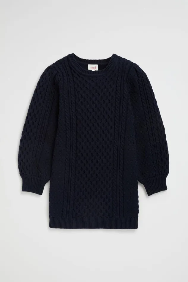 Seed Heritage Dresses Cable Knit Dress Midnight Blue 8211 Girl