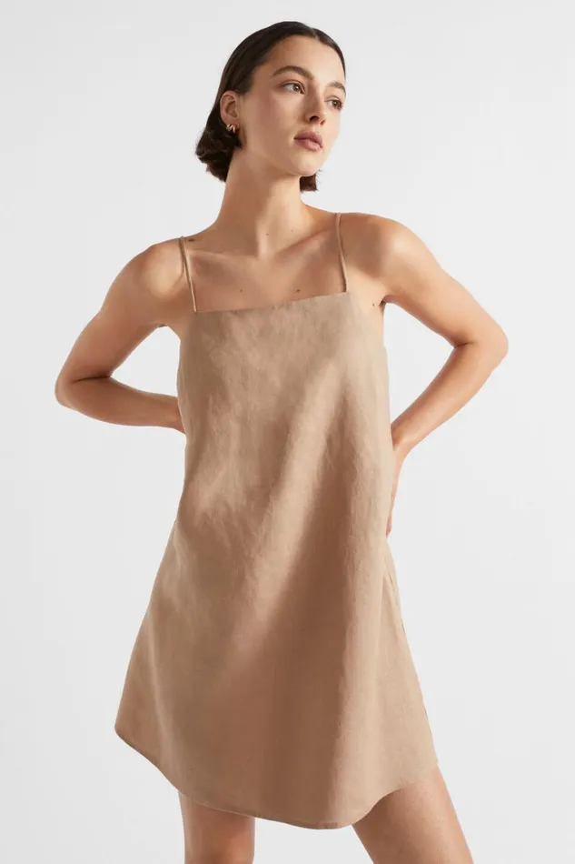 Seed Heritage Dresses Core Linen A Line Mini Dress Barley 8211 Woman