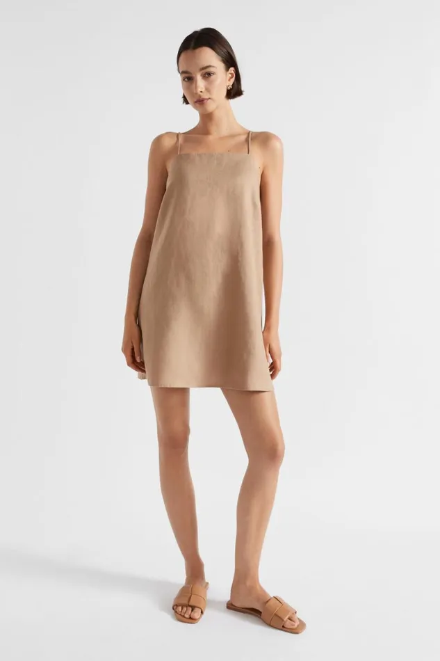 Seed Heritage Dresses Core Linen A Line Mini Dress Barley 8211 Woman