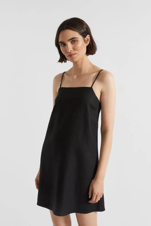 Seed Heritage Dresses Core Linen A Line Mini Dress Black 8211 Woman
