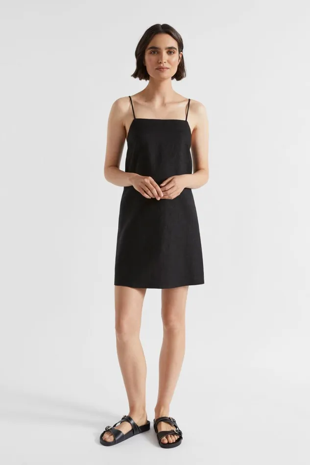 Seed Heritage Dresses Core Linen A Line Mini Dress Black 8211 Woman