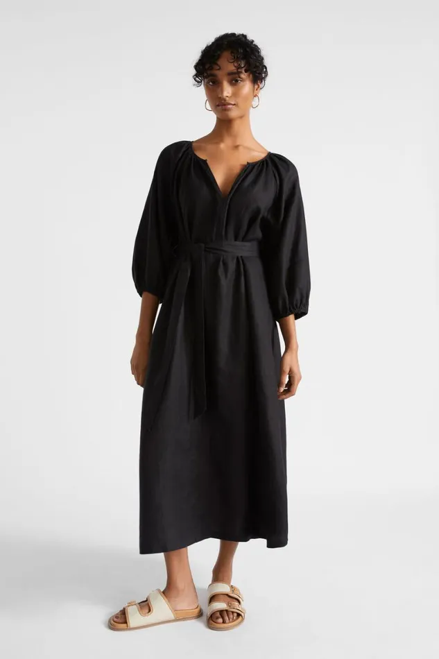 Seed Heritage Dresses Core Linen Midi Dress Black 8211 Woman
