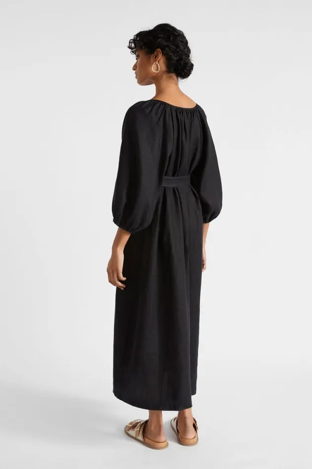 Seed Heritage Dresses Core Linen Midi Dress Black 8211 Woman