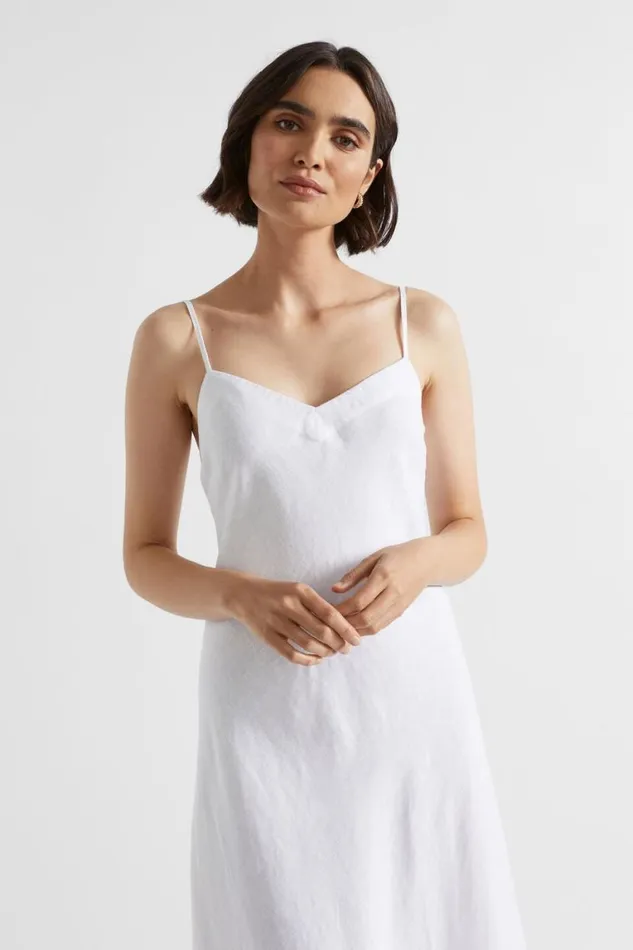 Seed Heritage Dresses Core Linen Slip Maxi Dress Whisper White 8211 Woman