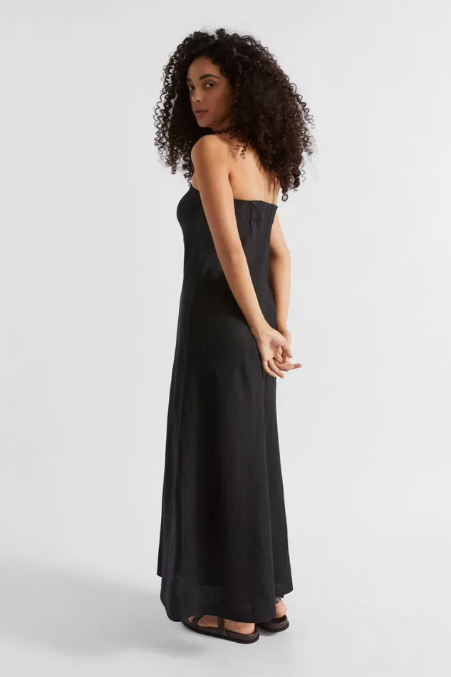 Seed Heritage Dresses Core Linen Strapless Maxi Dress Black 8211 Woman