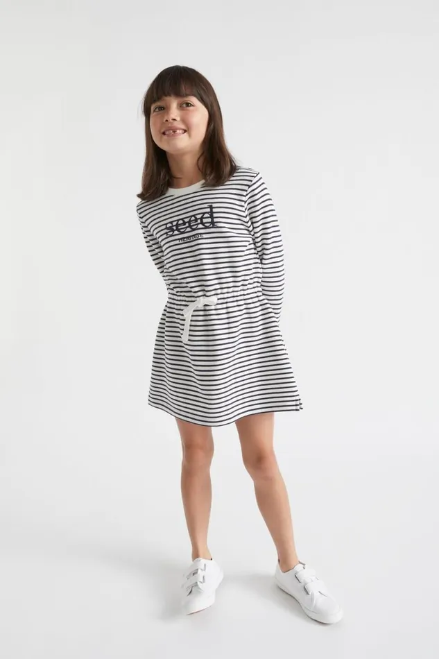 Seed Heritage Dresses Core Logo Dress Midnight Stripe 8211 Girl