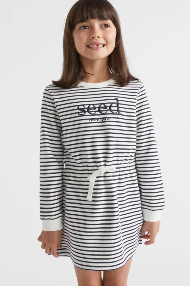 Seed Heritage Dresses Core Logo Dress Midnight Stripe 8211 Girl