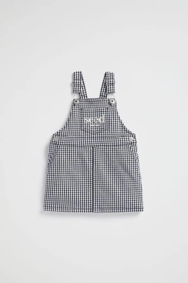 Seed Heritage Dresses Core Logo Pinafore Midnight Gingham 8211 Baby
