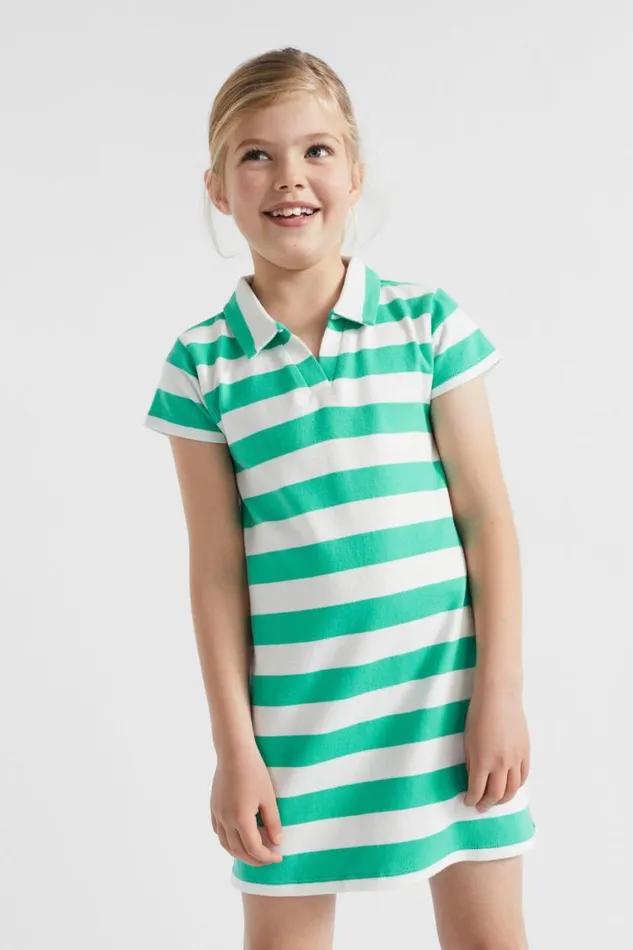 Seed Heritage Dresses Core Rugby Dress Jade Green Stripe 8211 Girl