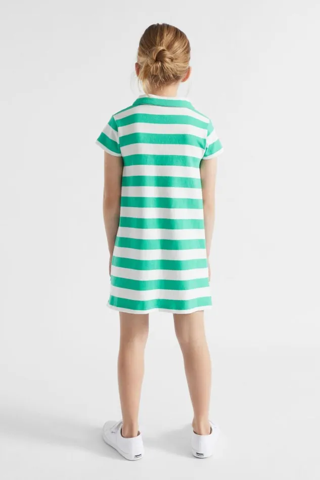 Seed Heritage Dresses Core Rugby Dress Jade Green Stripe 8211 Girl
